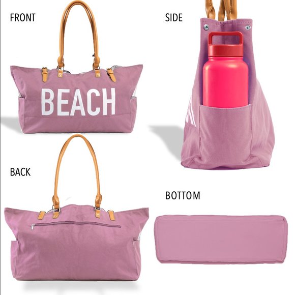 KEHO "Beach Vibes" Large Beach Bag/Tote (Pink) - Picture 5 of 9